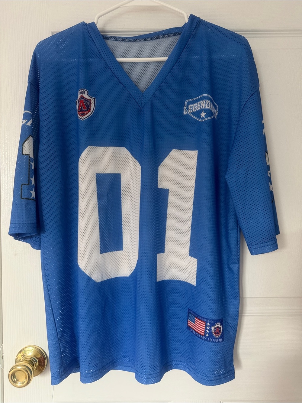 SHEIN Blue Mesh '01' Athletic Jersey